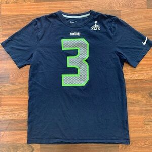 Seattle Seahawks Nike Shirt Men Sz L Blue Russell Wilson NFL Football T-shirt